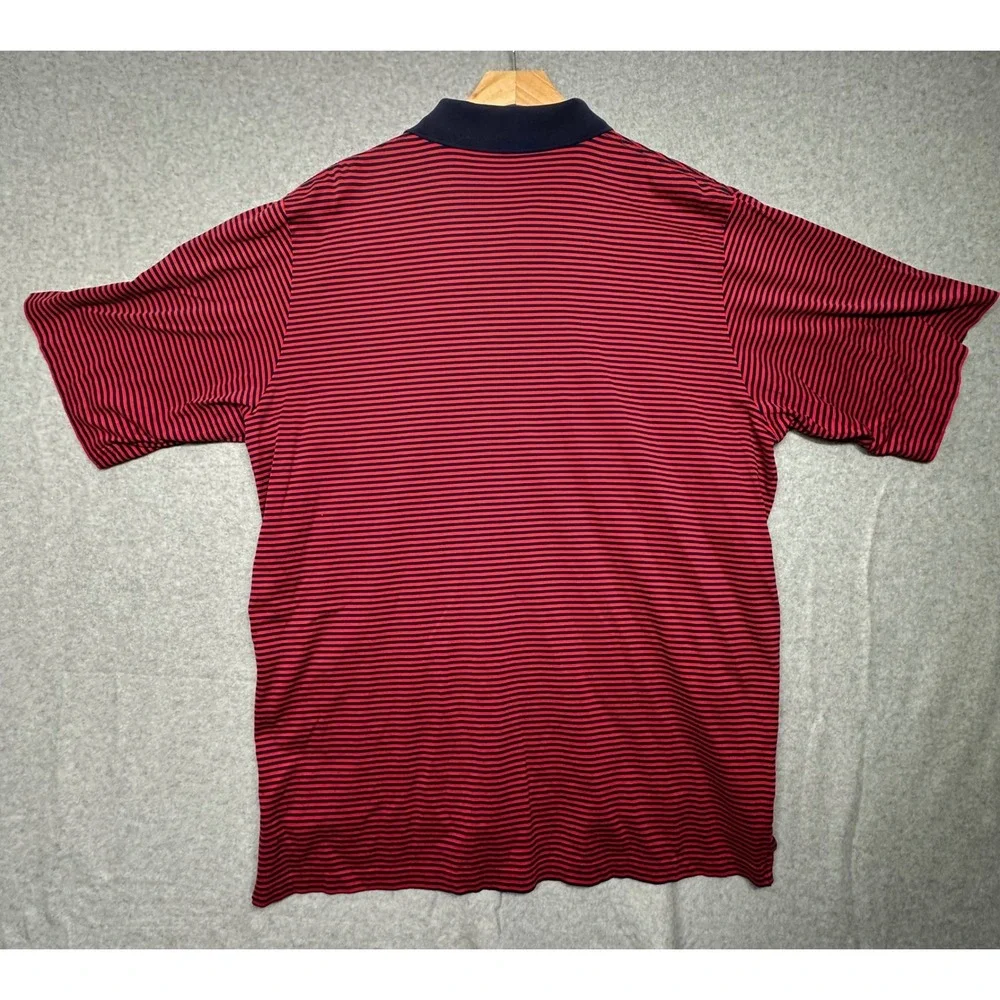 Polo Golf Ralph Lauren Mens Red Navy Stripe‎ Polo Shirt XL 100 Cotton